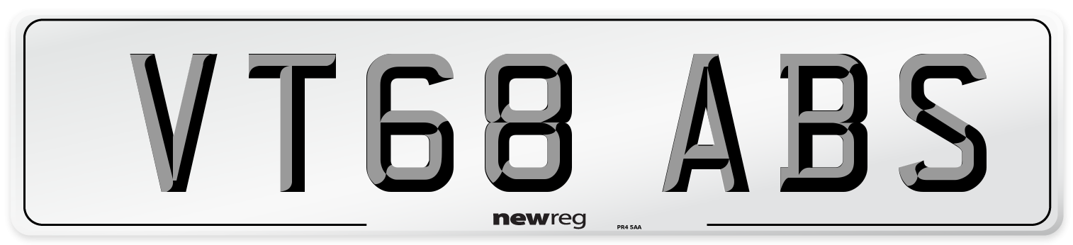VT68 ABS Number Plate from New Reg